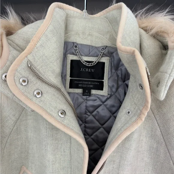 J Crew Italian Wool Coat in Light Gray by Nello Gori- Sz 4 - Picture 4 of 6